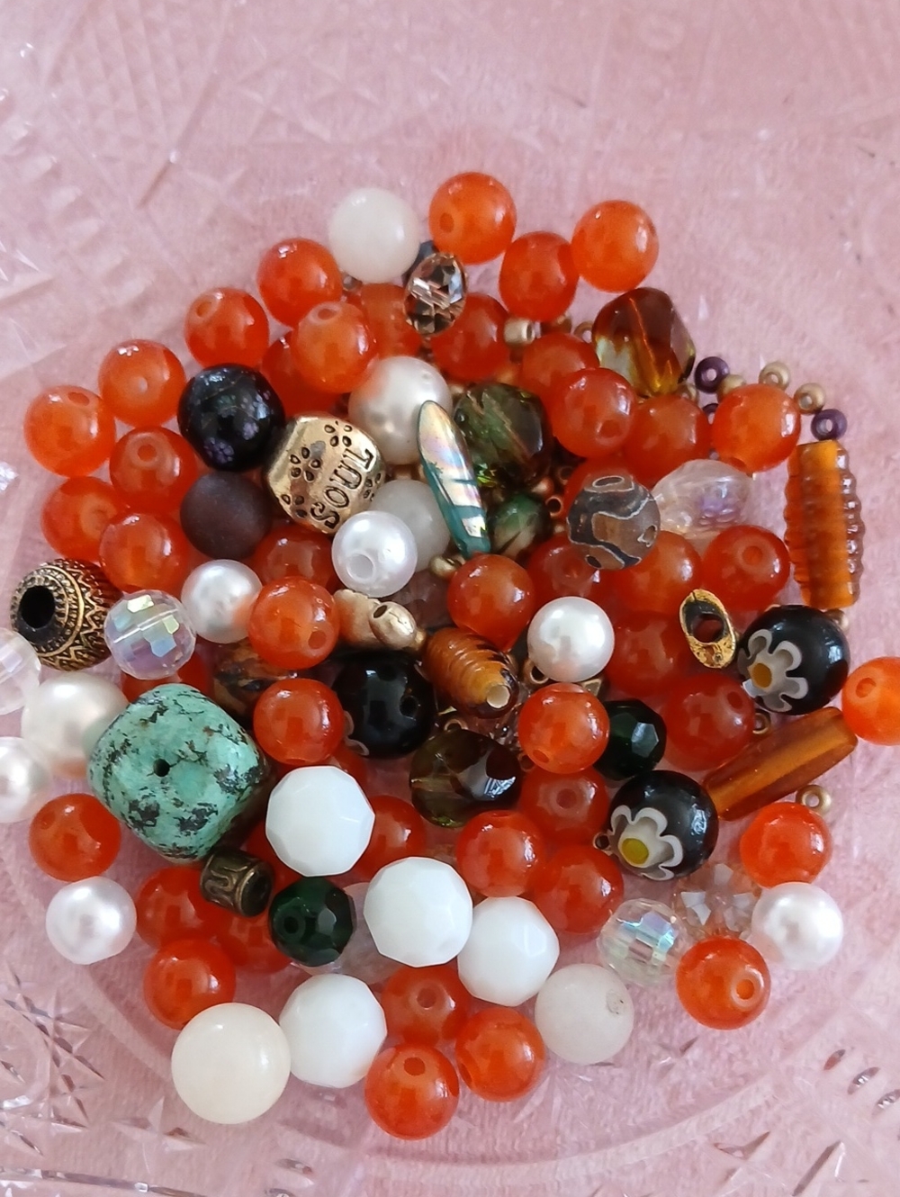 Mixed Orange Bead Assortment Necklace - Unbranded